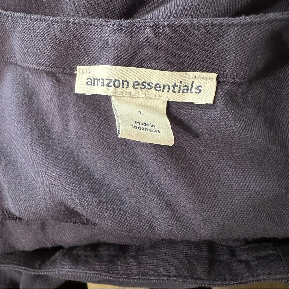 Amazon Essentials women's size large modest blue button down dress with belt - Picture 5 of 6